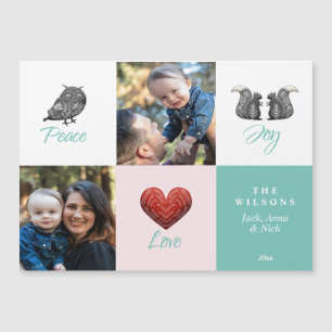 Modernes Niedliches skandinavisches Foto Weihnacht Magnetkarte