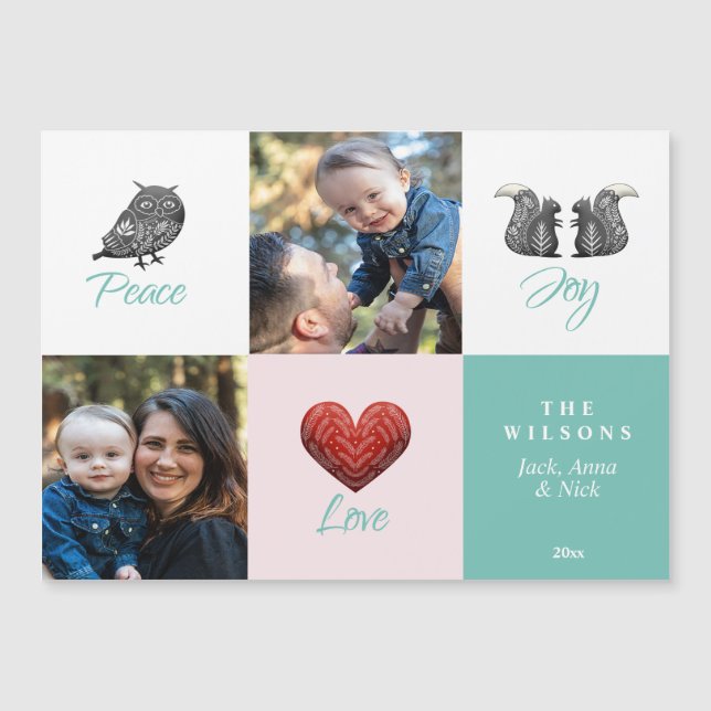 Modernes Niedliches skandinavisches Foto Weihnacht Magnetkarte (Vorderseite)