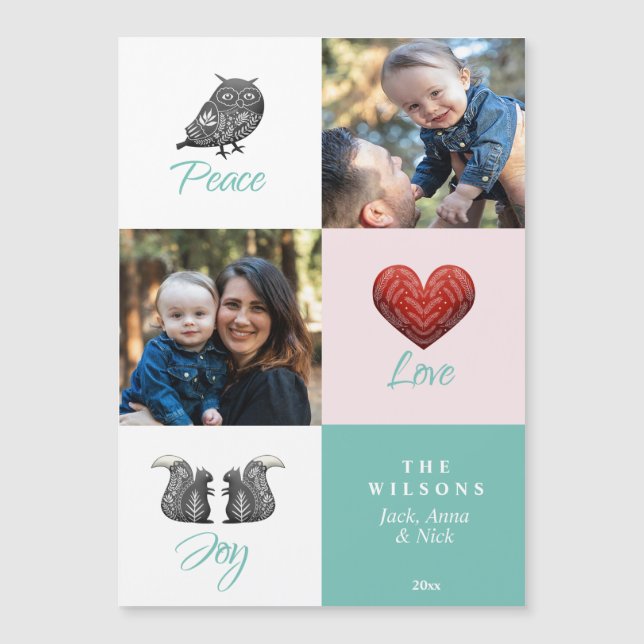 Modernes Niedliches skandinavisches Foto Weihnacht Magnetkarte (Vorderseite)