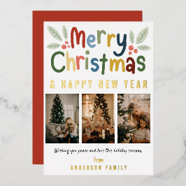 Modernes, Niedliches und fröhliches Foto für die W Folien Feiertagskarte