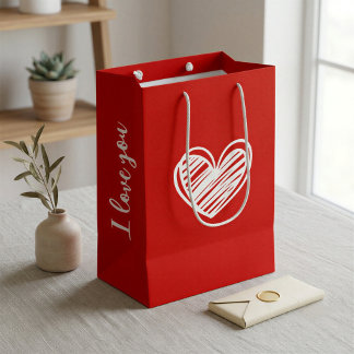 Modernes Niedliches Weißes Rotes Herz Elegante Rom Mittlere Geschenktüte