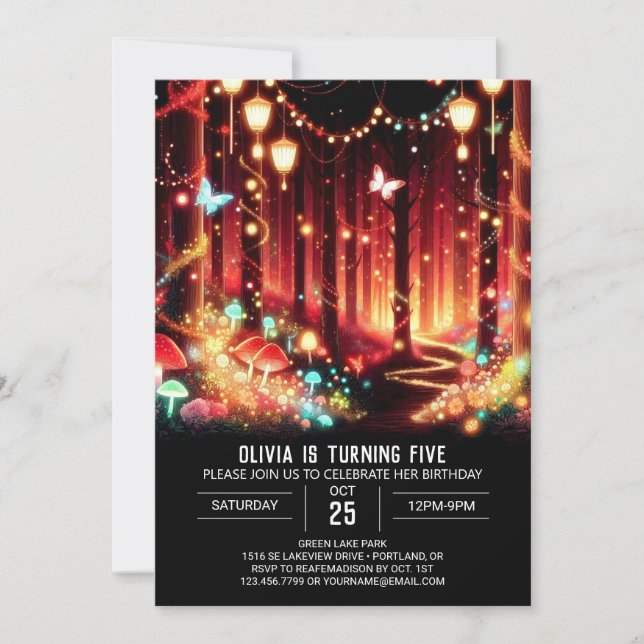 Modernes Niedliches Woodland Digitaler Geburtstag Einladung (Vorderseite)