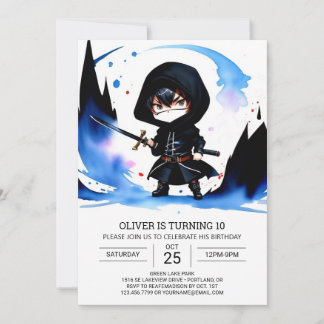 Modernes Ninja Training Geburtstag Einladung