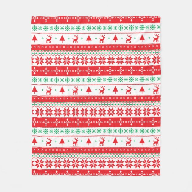 Modernes Nordic Winter Weihnachtsfest Muster Fleecedecke (Vorderseite)