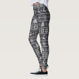 Modernes Nordisches Strick Ugly Sweater Chalkboard Leggings