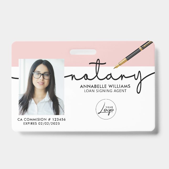 Modernes Notar Signing Agent Foto Ausweis (Vorderseite)