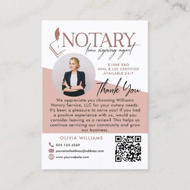 Modernes notary Foto Review & Danke Foto Visitenkarte (Vorderseite)