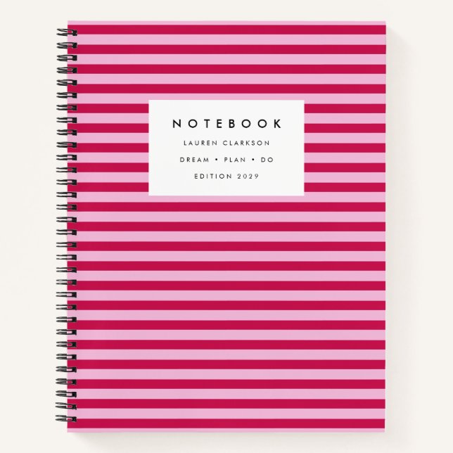 Modernes Notebook mit Hot-Pink-Strip Notizbuch (Vorderseite)