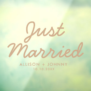 Modernes, nur verheiratetes Hochzeitsreisedokal Fensteraufkleber