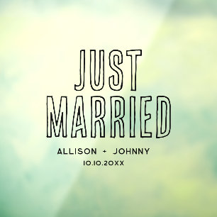 Modernes, nur verheiratetes Hochzeitsreisedokal Fensteraufkleber