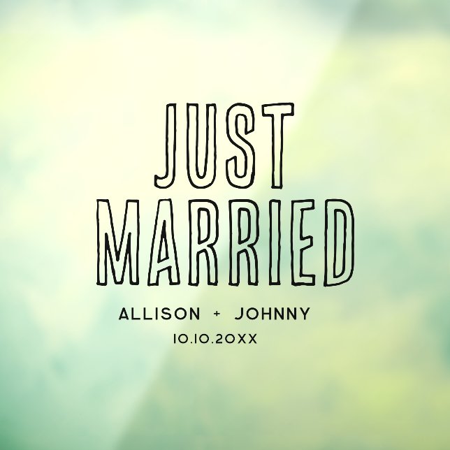 Modernes, nur verheiratetes Hochzeitsreisedokal Fensteraufkleber (Blatt 3)