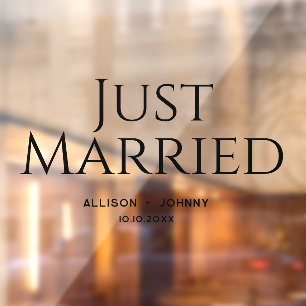 Modernes, nur verheiratetes Hochzeitsreisedokal Fensteraufkleber