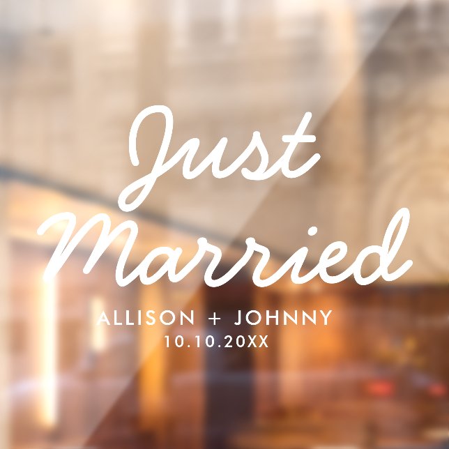 Modernes, nur verheiratetes Hochzeitsreisedokal Fensteraufkleber (Blatt 2)