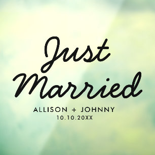 Modernes, nur verheiratetes Hochzeitsreisedokal Fensteraufkleber