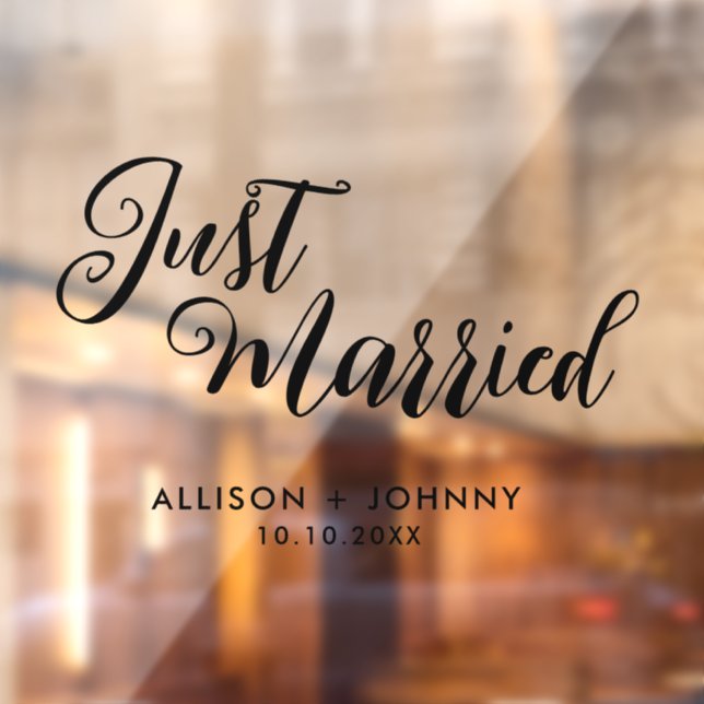 Modernes, nur verheiratetes Hochzeitsreisedokal Fensteraufkleber (Blatt 2)