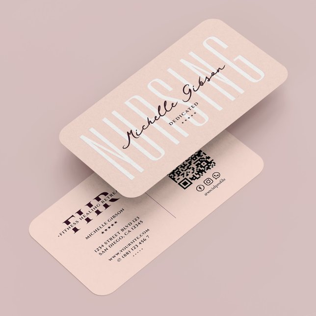 Modernes Nursing Monogram Ästhetik Pink Visitenkarte (Modern Nursing Monogram Aesthetic Pink Business Card
)