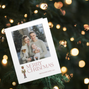 Modernes Nutcracker Frohe Weihnachtsfamilie Foto Karte