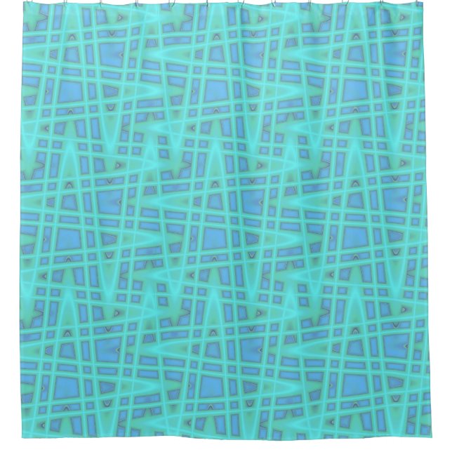 Modernes Ocean Beach Blue Wave Geometric Muster Duschvorhang (Vorderseite)
