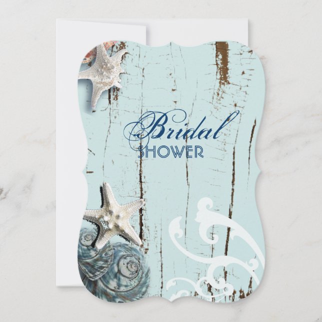 modernes Ocean SeaShells Beach Brautparty Einladung (Vorderseite)