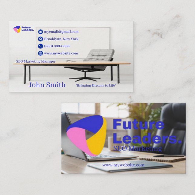 Modernes Office Desk Future Leaders SEO Marketing Visitenkarte (Vorne/Hinten)