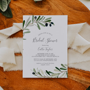 Modernes Olive Branch Brautparty Einladung