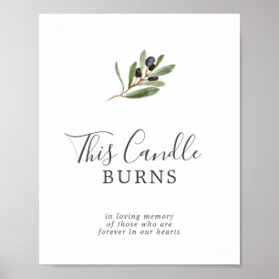 Modernes Olive Candle Burns Memorial Sign Poster