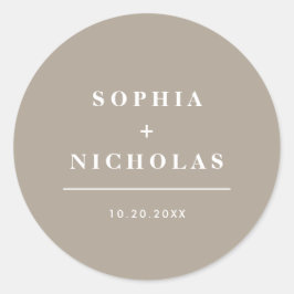 Modernes Olive Gray Runder Aufkleber