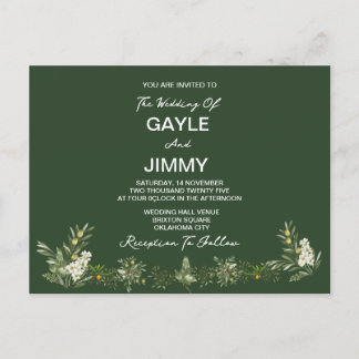 Modernes Olive Green Foto Hochzeitseinladung Einladungspostkarte