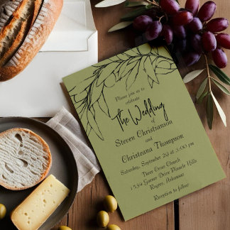 Modernes Olive Green Olive Branch Foto Einladung