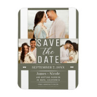 Modernes Olive Green Save the Date Hochzeitssemble