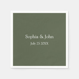 Modernes Olive Grüne Hochzeitspapier Napkin Serviette