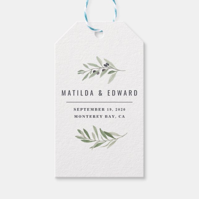 Modernes Olivenhain Geschenkanhänger (Vorderseite)