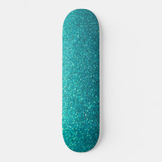 Modernes Ombre Türkis Schwarzer Glitzer Einfache S Skateboard