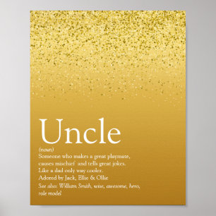 Modernes Onkel - Definition Gold-Glitzer-Glam Poster