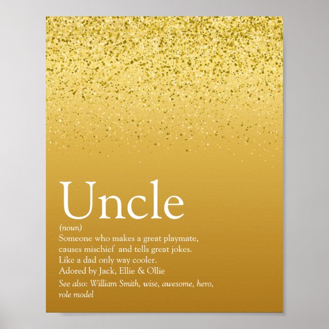Modernes Onkel - Definition Gold-Glitzer-Glam Poster (Vorne)