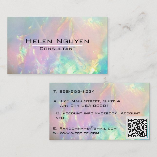 Modernes Opal Stone Simulated Hologramm Visitenkarte (Vorne/Hinten)
