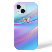 Modernes opaleszent rosa Schmetterling iPhone 15 F