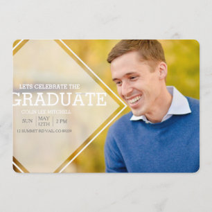 Modernes opaque Overlay Foto der Graduierungspar Einladung