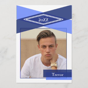 Modernes Open House mit blauer Geometrie Einladung