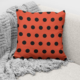 Modernes Orange Black Polka Dots Muster Kissen