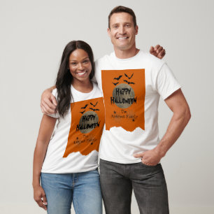 Modernes Orange Black Spooky Happy Halloween T-Shirt