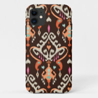 Modernes orange braunes girly ikat Stammes- Muster