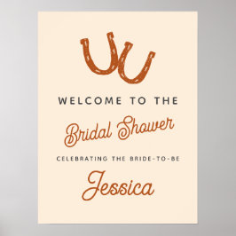 Modernes Orange Cowgirl Horseshoe Brautparty Poster