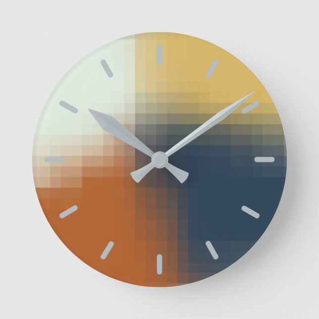 Modernes, orange-gelbes Muster Runde Wanduhr (Vorderseite)