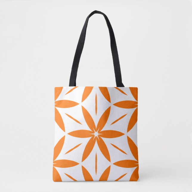 Modernes Orange Geometrisches Floral aus der Mitte (Vorderseite)