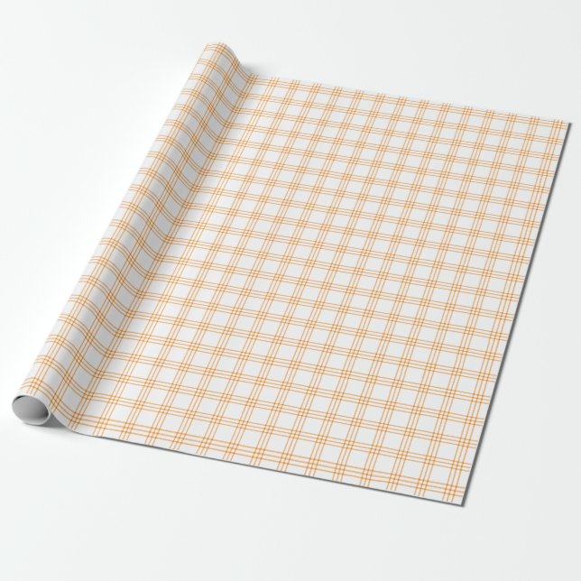 Modernes Orange Kariert Wrapping Paper Geschenkpapier (Ungerollt)