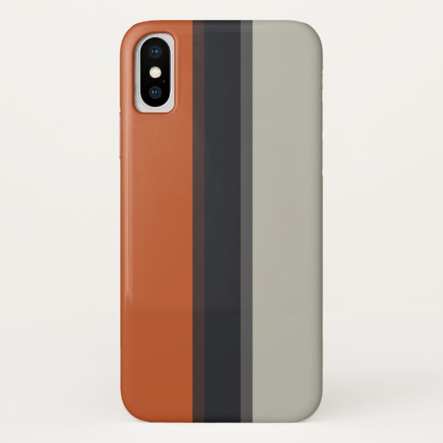 Modernes Orange Red Silver Gray Strip Muster Case-Mate iPhone Hülle (Rückseite)