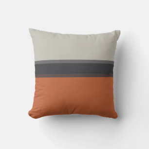 Modernes Orange Red Silver Gray Strip Muster Kissen
