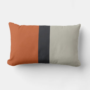 Modernes Orange Red Silver Gray Strip Muster Lendenkissen