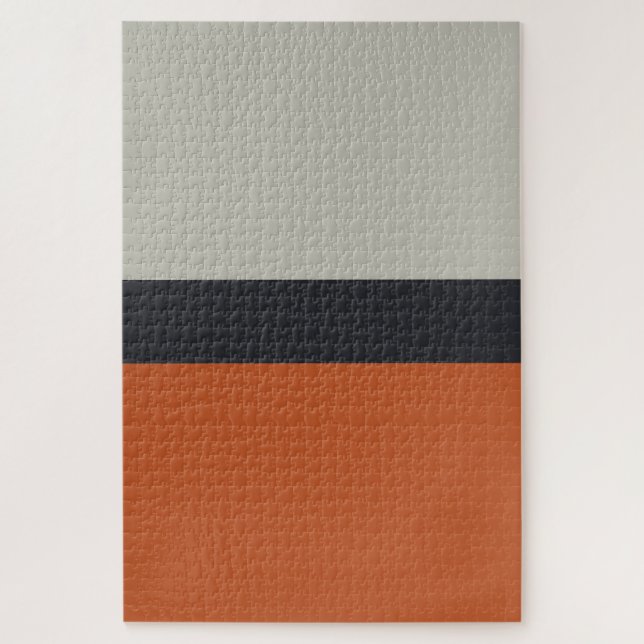 Modernes Orange Red Silver Gray Strip Muster Puzzle (Vertikal)
